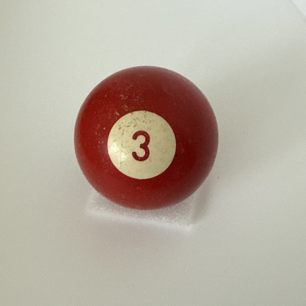 Vtg Billiard Pool Ball Standard 2 1/4" Replacement Number 3 Red Solid *CHIP