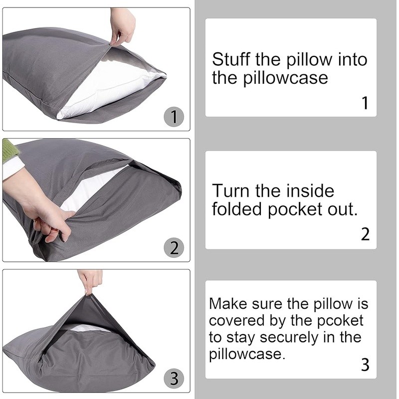 Queen Size Microfiber Pillowcases Soft Breathable Envelope Closure Home Use
