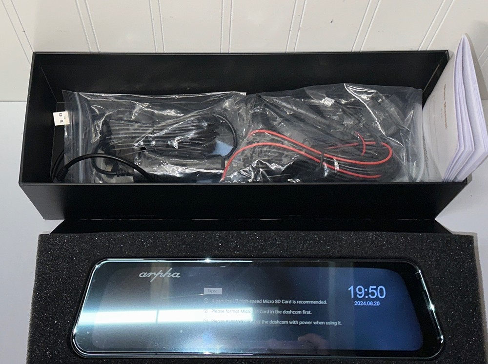 Arpha E22 Touch Screen Mirror Dash Cam w/Real Time Video Streaming - 10” NEW