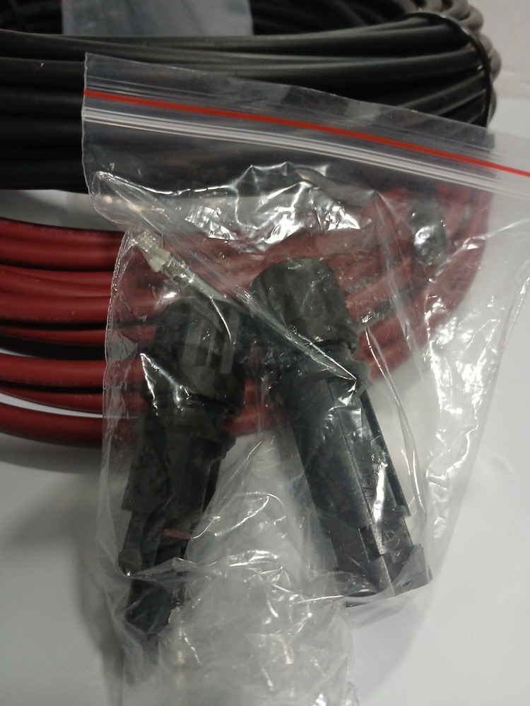 1 Pair 40ft 12AWG Black+Red Solar Panel Extension Cable Wire Connector