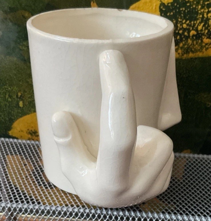 Vintage 1960’s MCM Abstract Ceramic - Think Drink Coffee Cup Mug Promo