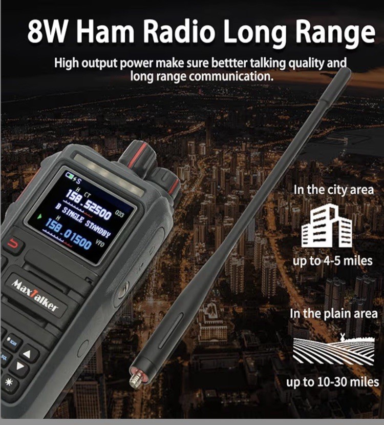 2-Pack MaxTalker TK-W60 Handheld Ham Radios Long Range Waterproof, Rechargeable