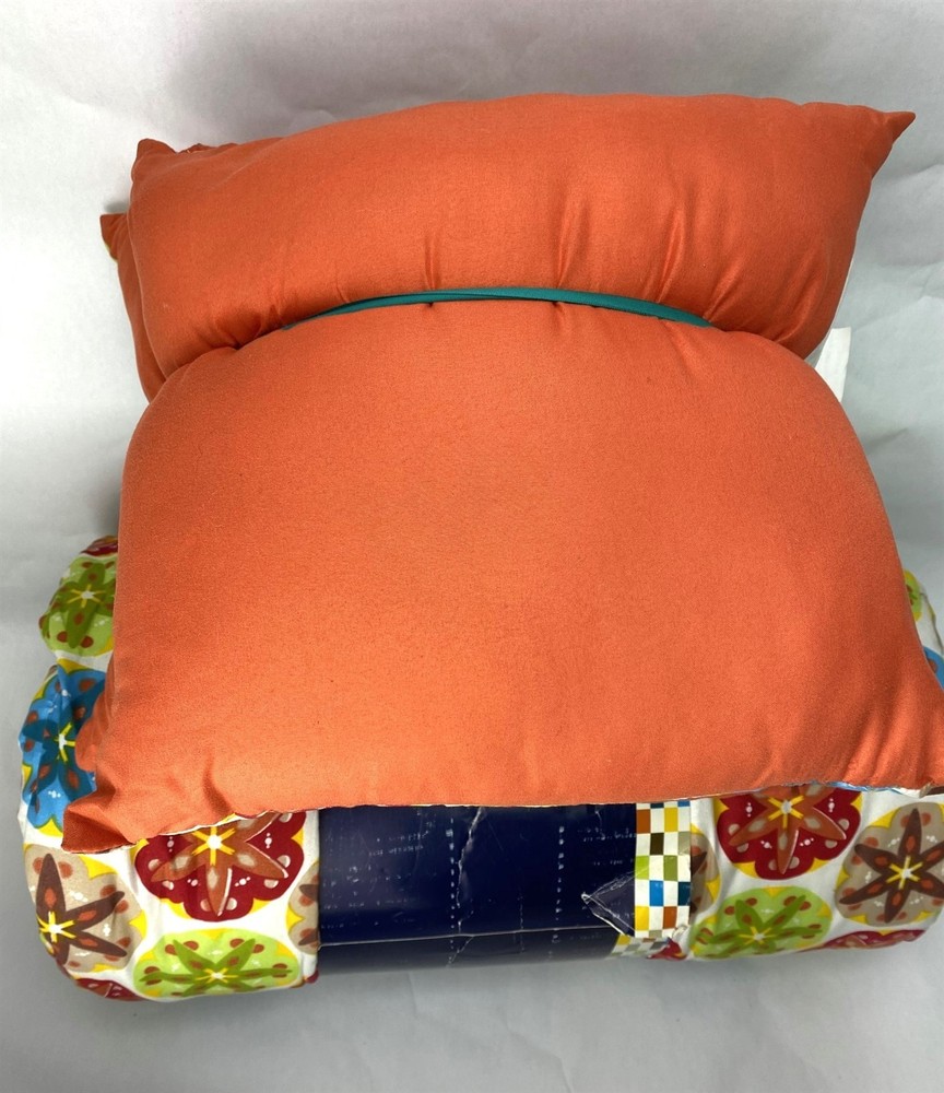Floral King Comforter Set + 2 Throw Pillows Multicolor & Orange