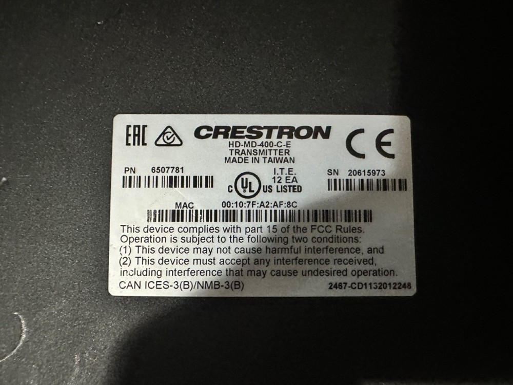Crestron HD-MD-400-C-E HDMI Multiformat Switch And Receiver/Transmitter -Tested
