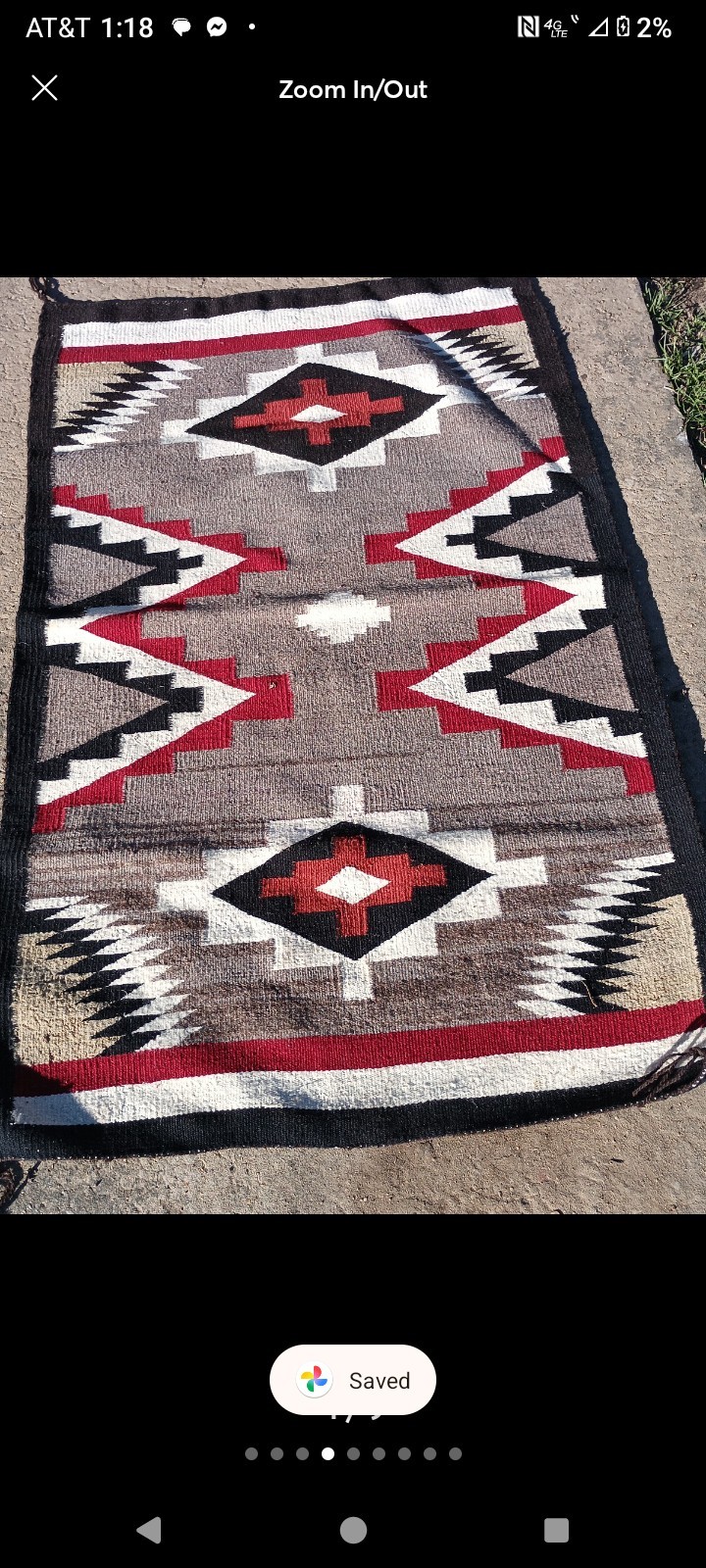 1940 Navajo Wool Rug Horse Blanket Weaving Native American Storm Pattern