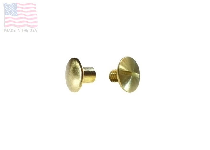 1/8" 3.1mm Chicago Screw & Post w/ Solid Head, Solid Brass, Craft, DIY, 5 Sets