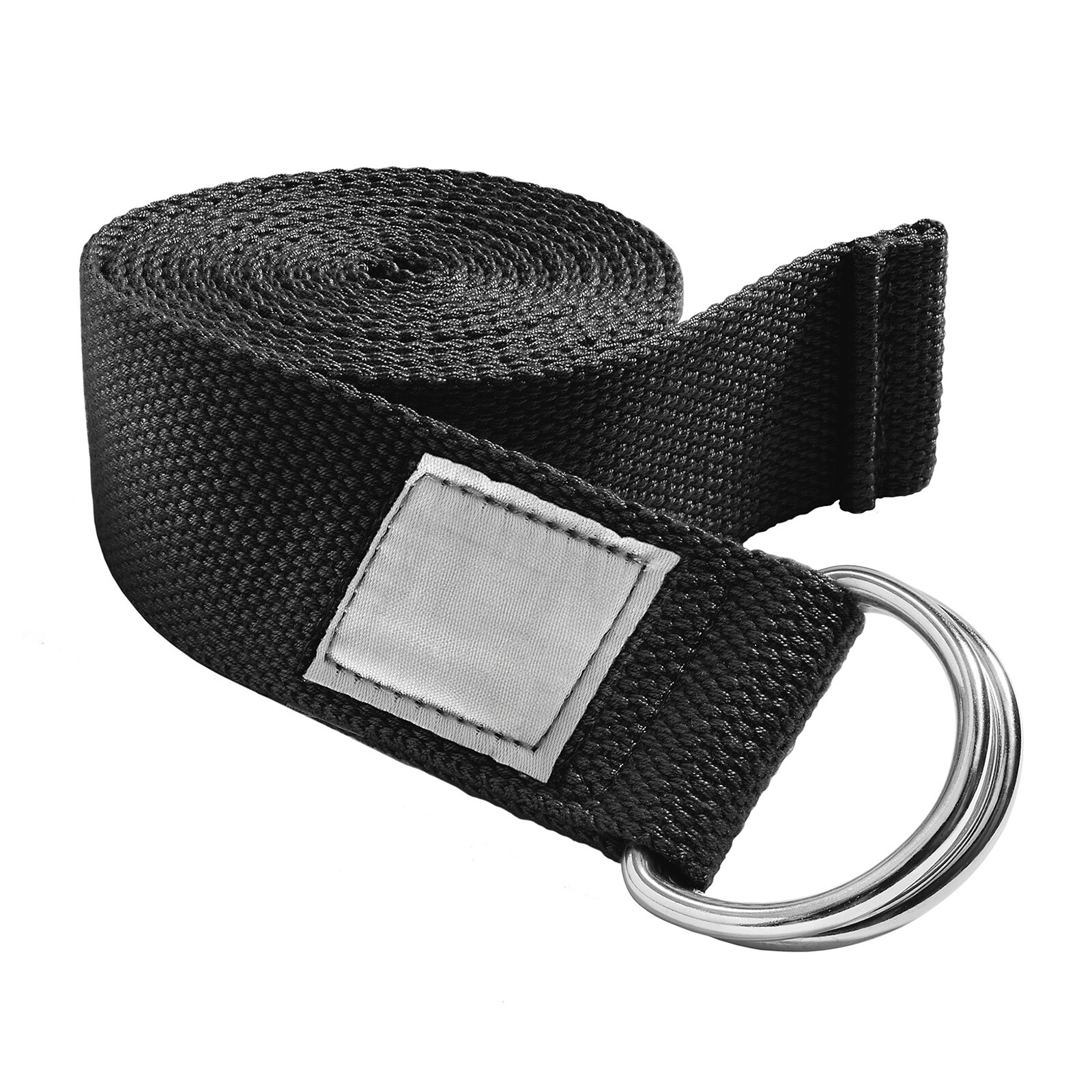 7-1/2' Woven Cotton Blend Yoga Strap - Stretching Exercise Prop Belt - Black