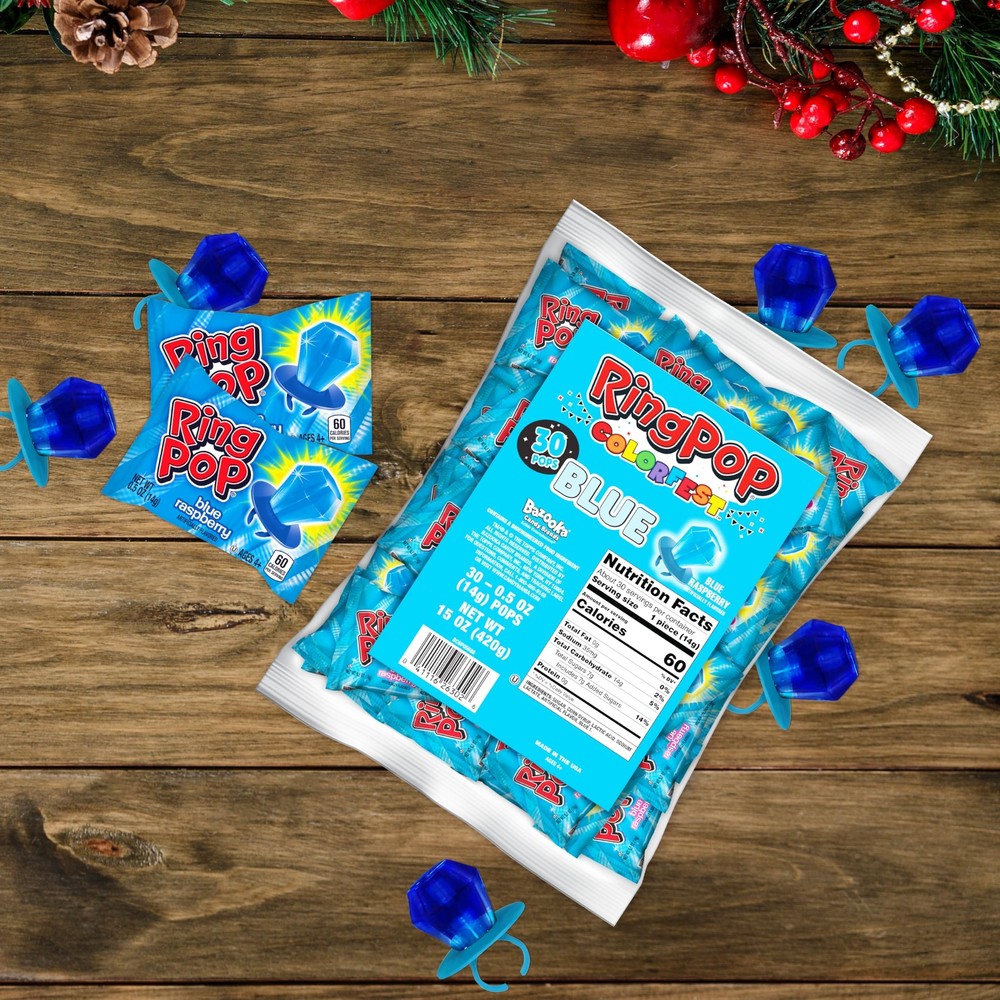 Ring Pop Individually Wrapped Blue Raspberry 30 Ct Lollipop Easter Pack