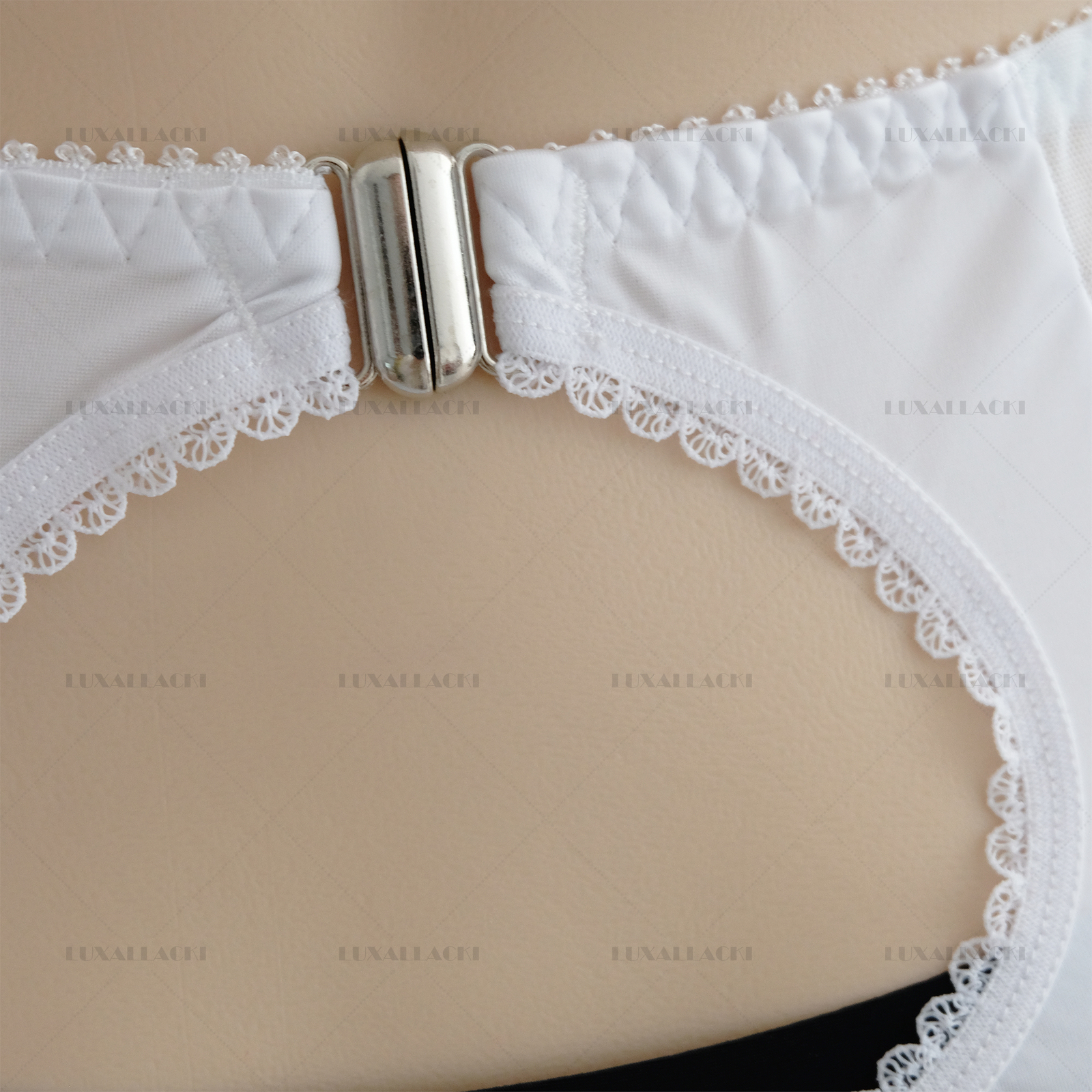 Luxallacki Back Hollow Sheer Garter Belt 6 Straps Suspender Metal Clips Girdle