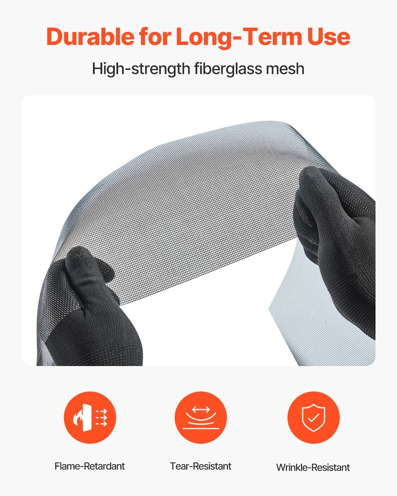 VEVOR Window Screen Replacement 100 ft × 48 in Window Screen Mesh DIY Adjustable