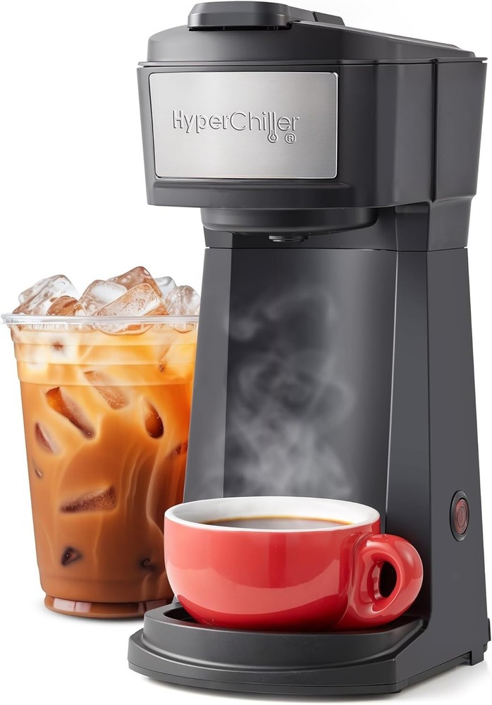 Portable Iced & Hot Coffee Maker with Removable Drip Tray - Modern & Efficient
