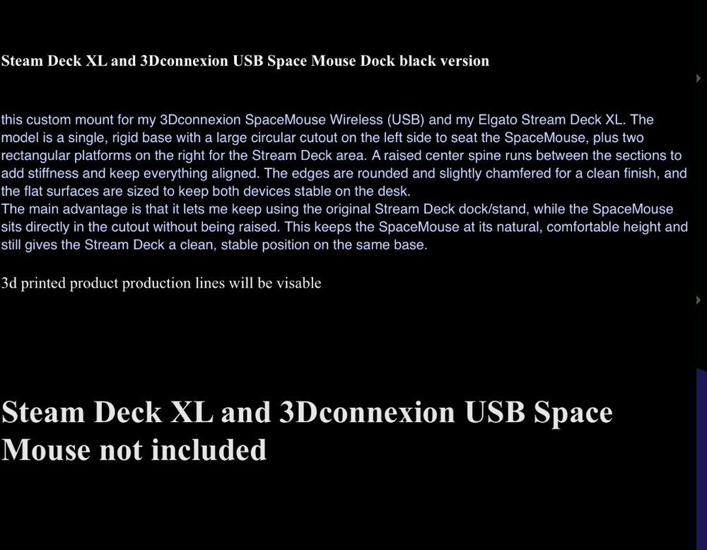 Stream Deck XL and 3Dconnexion USB Space Mouse Dock black version