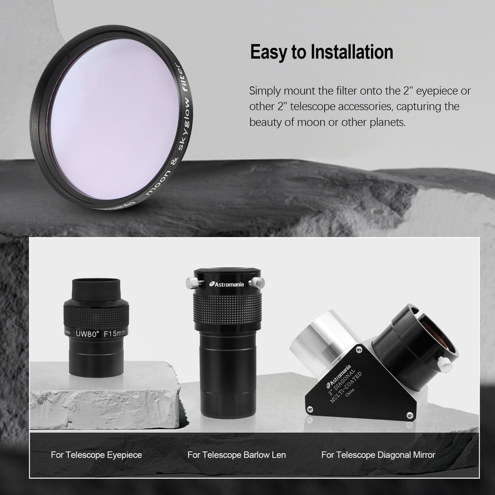 Astromania 2" Moon/Skyglow Filter - Bundle with - 1.25" Next Generation...