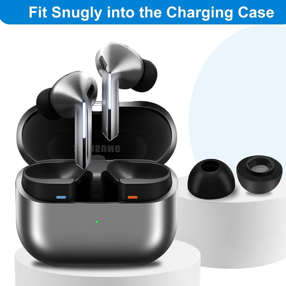 Replacement Foam Eartips for Galaxy Buds 3 Pro, Memory Tip with Black