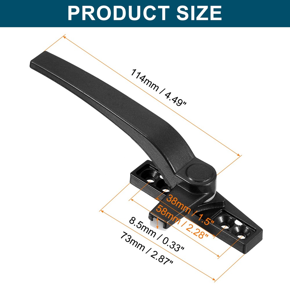 Casement Window Locking Handle Left Hand for Windows Black