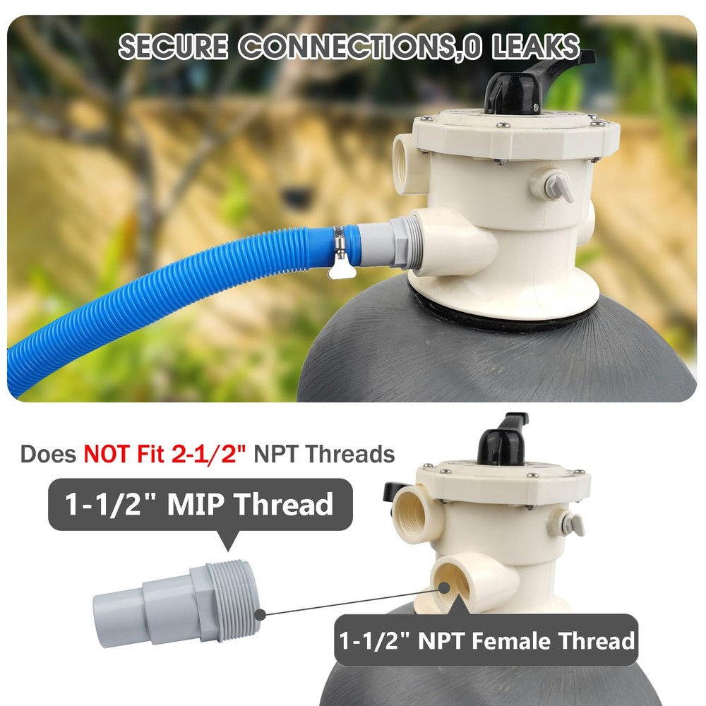 Universal Combo Pool Hose Adapter 3 pack-combo hose adapter, White-3