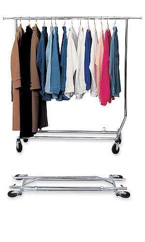 Rolling Clothing Rack Collapsible Folding Garmet Rolls EZ Fold Adjustable 65"