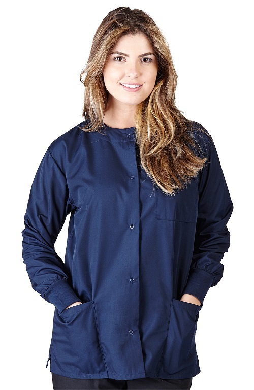 Unisex Medical Hospital Nursing Warm Up Top Scrubs Jackets 3-Pockets for Women