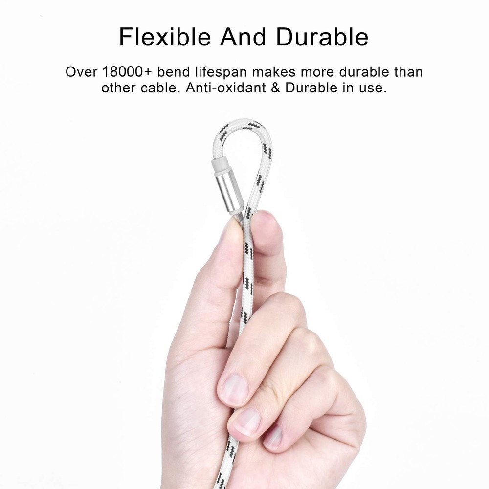 10Ft Multi Charging Cable 3A, 2Pack Braided Fast 10 feet, White
