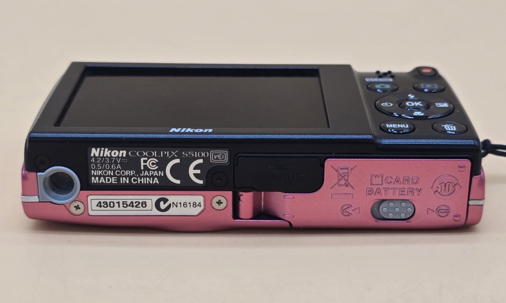 Nikon COOLPIX S5100 Pink Compact Digital Camera Tested Working.
