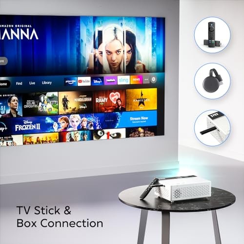 Mini Projector, Upgraded Bluetooth Projector with Screen, 1080P Full no Apps
