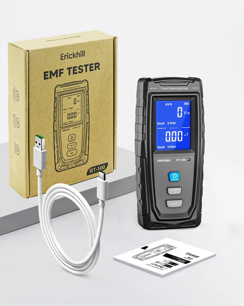 ERICKHILL EMF Meter, Detects Electric and Magnetic Fields, Handheld Digital EMF