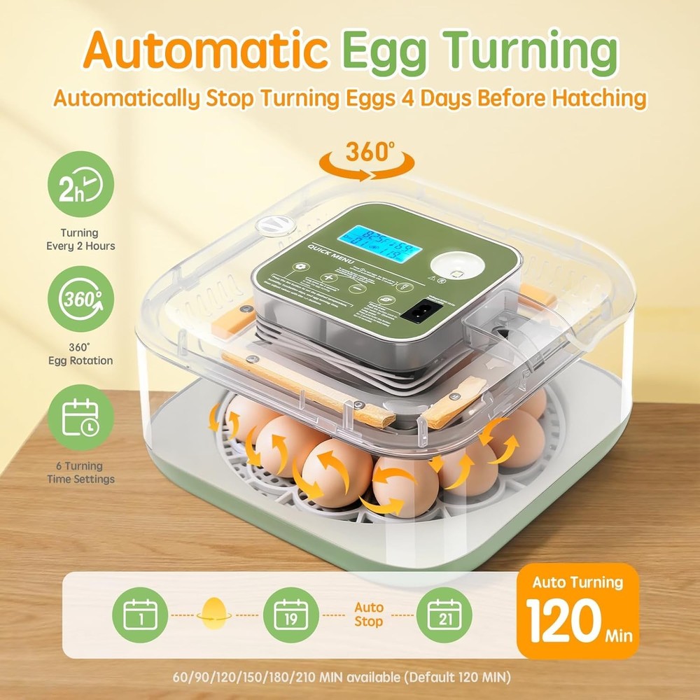 Incubator for Hatching Eggs Automatic Humidity and Temperature Control 12 Egg...