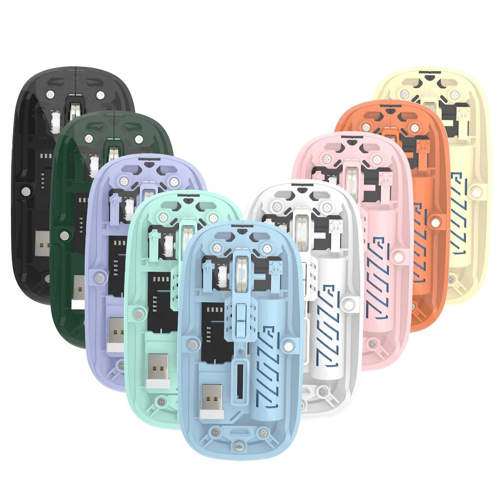 Transparent Dual Mode Wireless Mouse  2.4G Bluetooth Rechargeable Mouse Silence