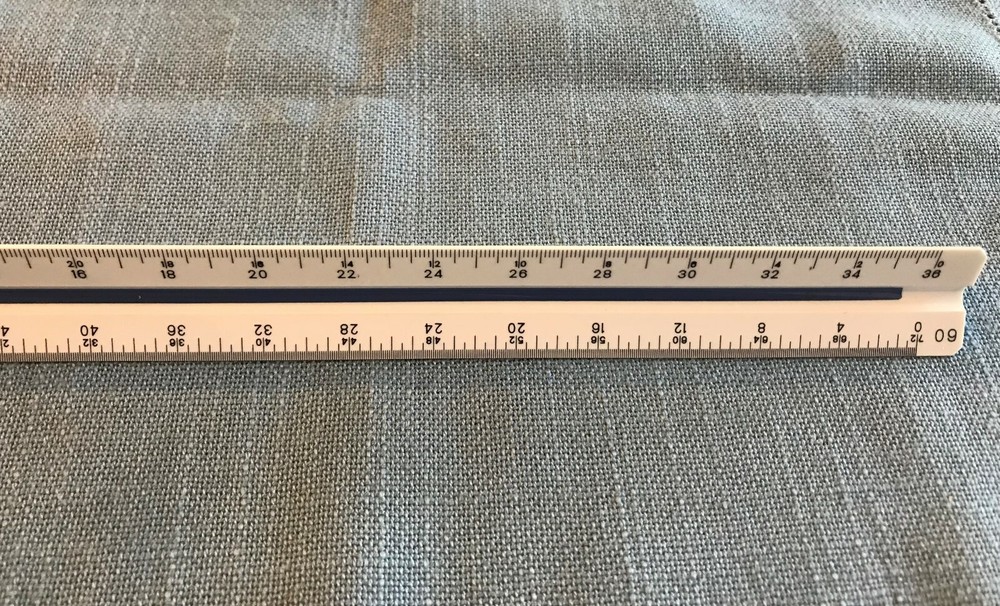 Staedtler-Mars 12” Triangular Scale Ruler 987 18-34 Engineer Germany Color Bars