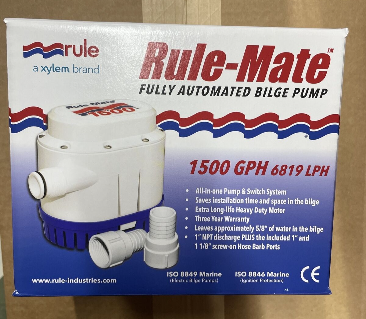 Rule RM1500 Rule-Mate 1500 GPH Fully Automated Bilge Pump 12V