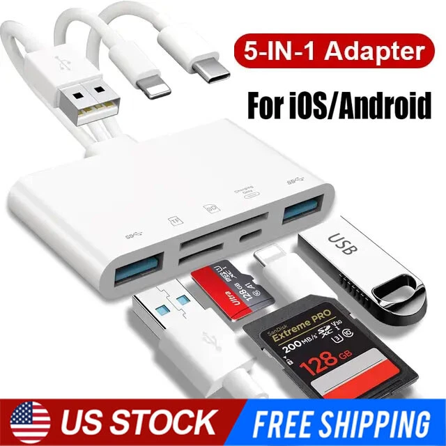 5 in 1 Memory Card Reader USB 3.0 OTG Adapter SD Card Reader For iPhone/iPad