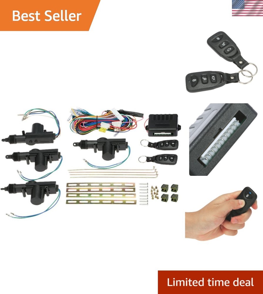 Complete Keyless Entry Car Kit with Remote Trunk Release & 4 Door Lock Actuators