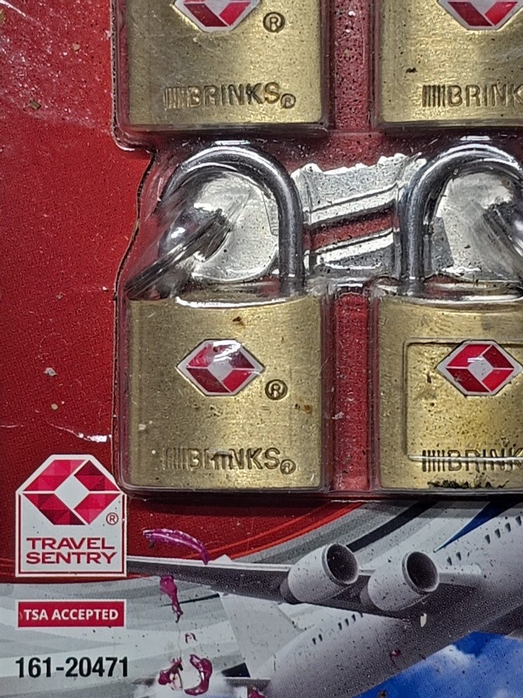 Brinks Solid Brass Locks (4) with Keys TSA Accepted Manufactured Sealed READ