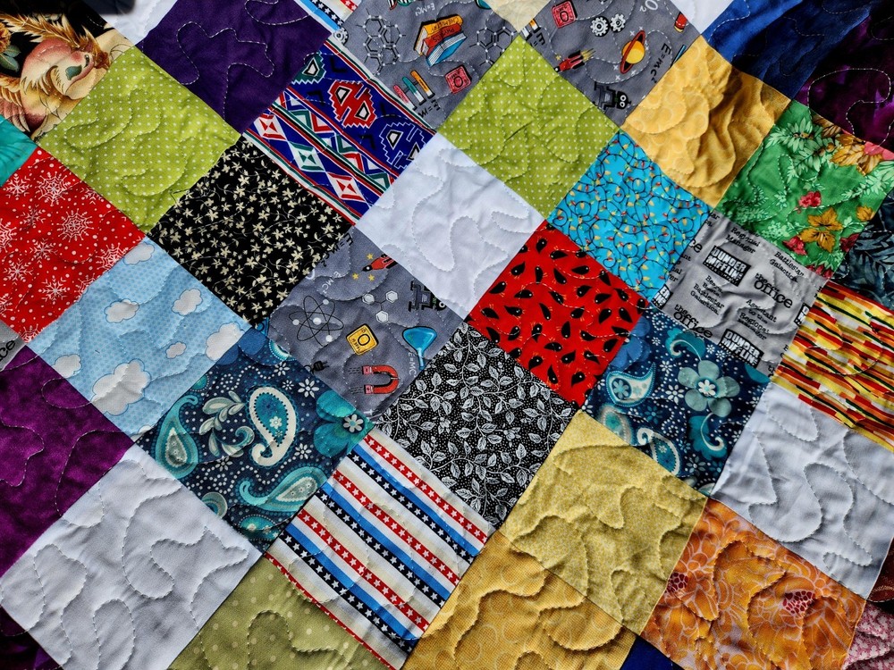Homemade Quilt 53" x 61" SCRAPPY! 9 Patch Pattern