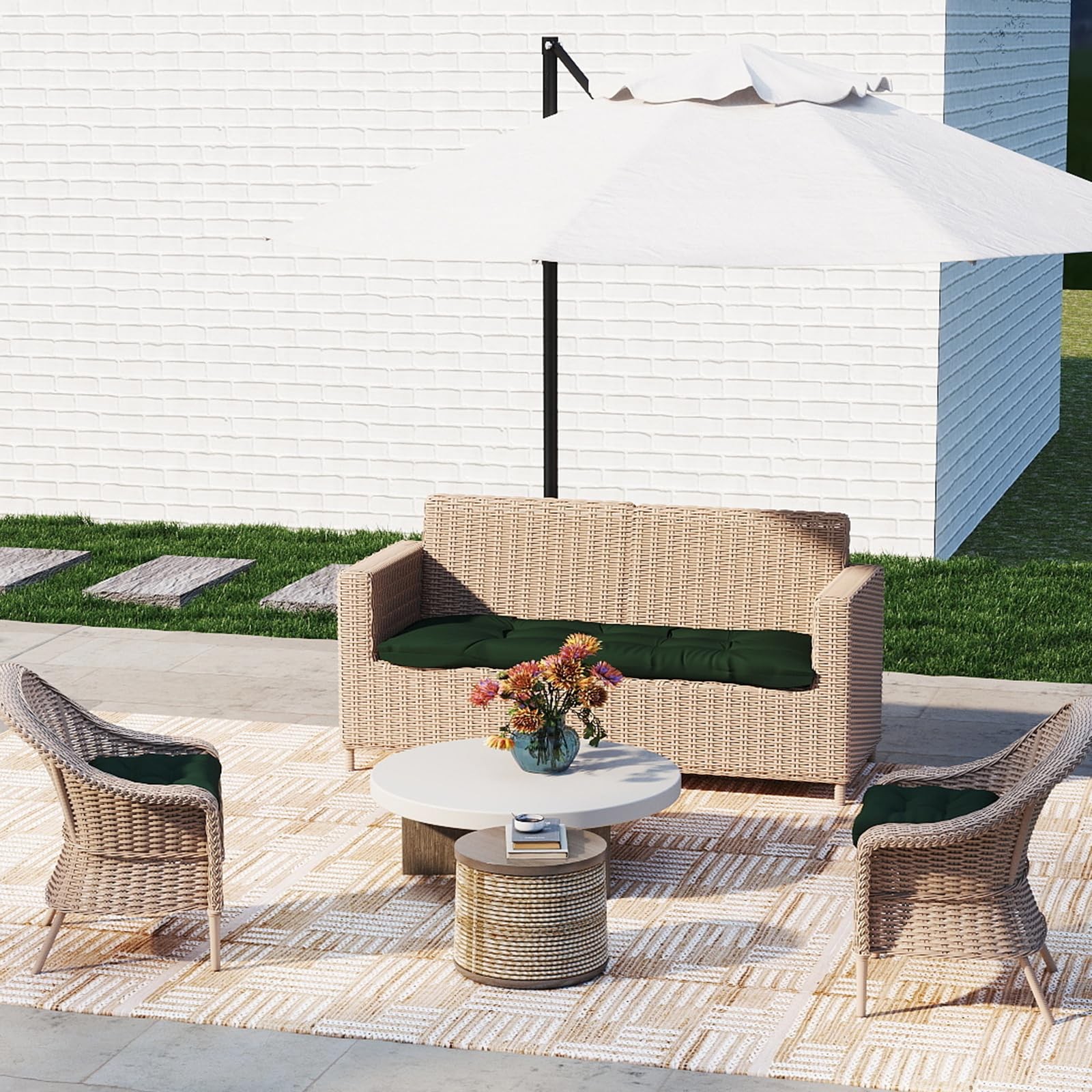 Outdoor Chair Cushions Set 22x22x4 Inch Seat Pads with Ties for Patio