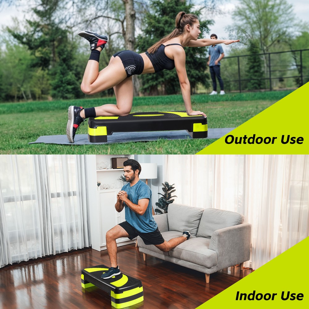 31" Adjustable Exercise Step Platform, 3-Level Height Non-Slip Surface Yellow