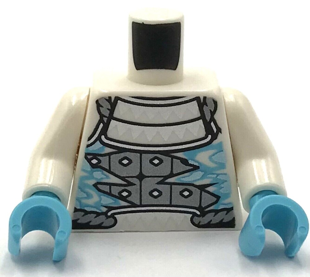 Lego New White Minifigure Torso Armor with Silver Triangles Icicles