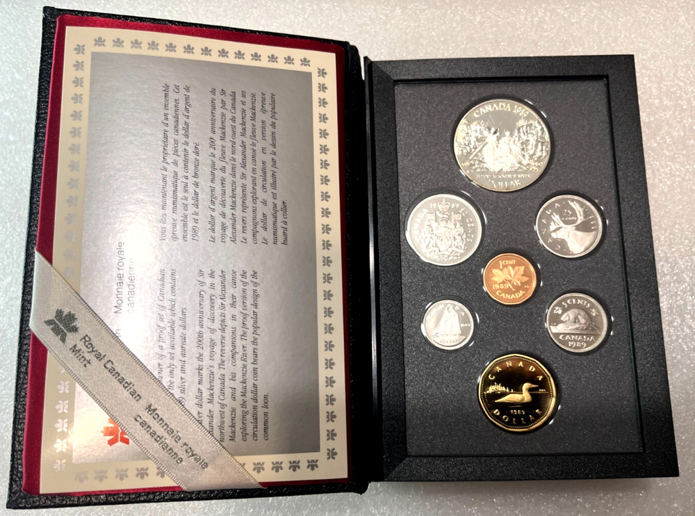 Canada Double Dollar 1989 Proof Set w/ Silver $1 Alexander Mackenzie