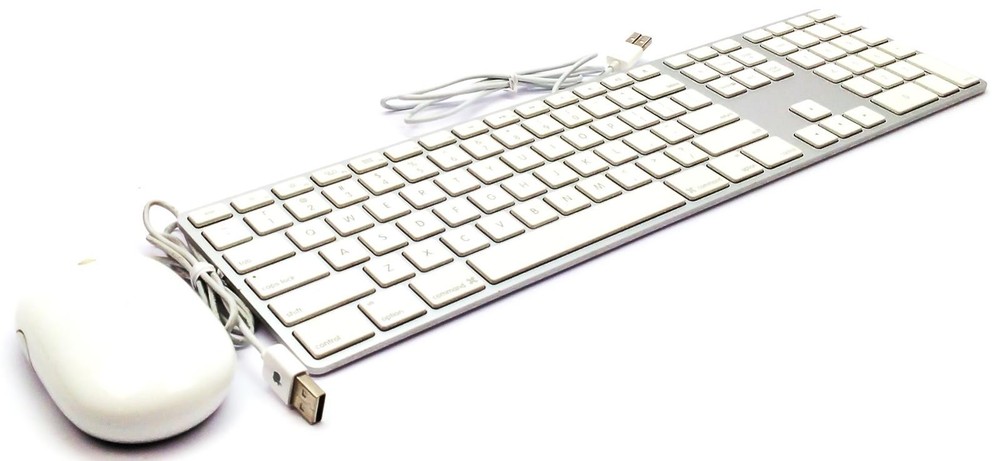 Apple Keyboard A1243 and Mouse Combo USB Wired  with Numeric Keypad Aluminum