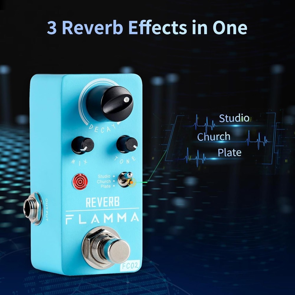 Mini Reverb Pedal Guitar Digital 3 Effects