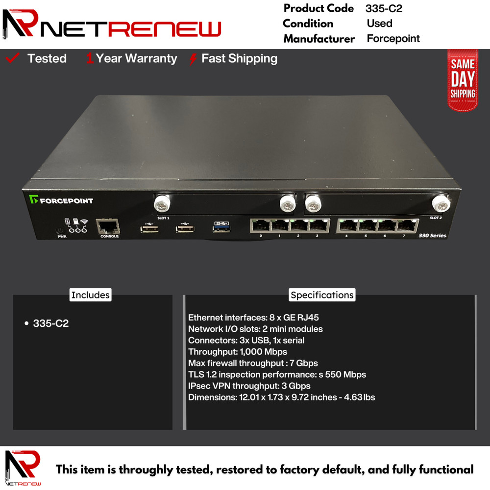 Forcepoint 335-C2  330 Series  Internet Security Device ⚠️ ITEM ONLY