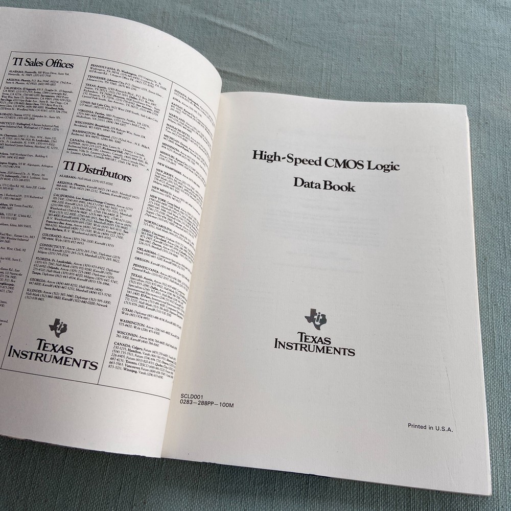 Book Texas Instruments 1983 Silicon-gate Complementary MOS CMOS High Speed TI Lo