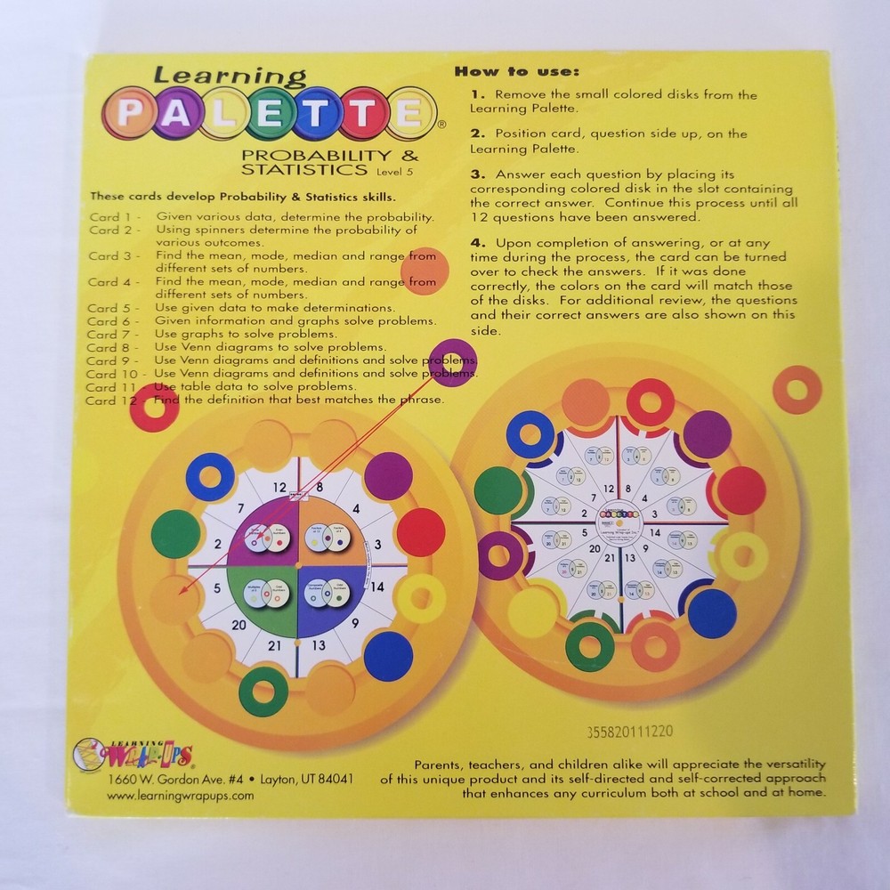 Learning Palette Probability and Statistics Math Cards Level 5 Fifth Grade