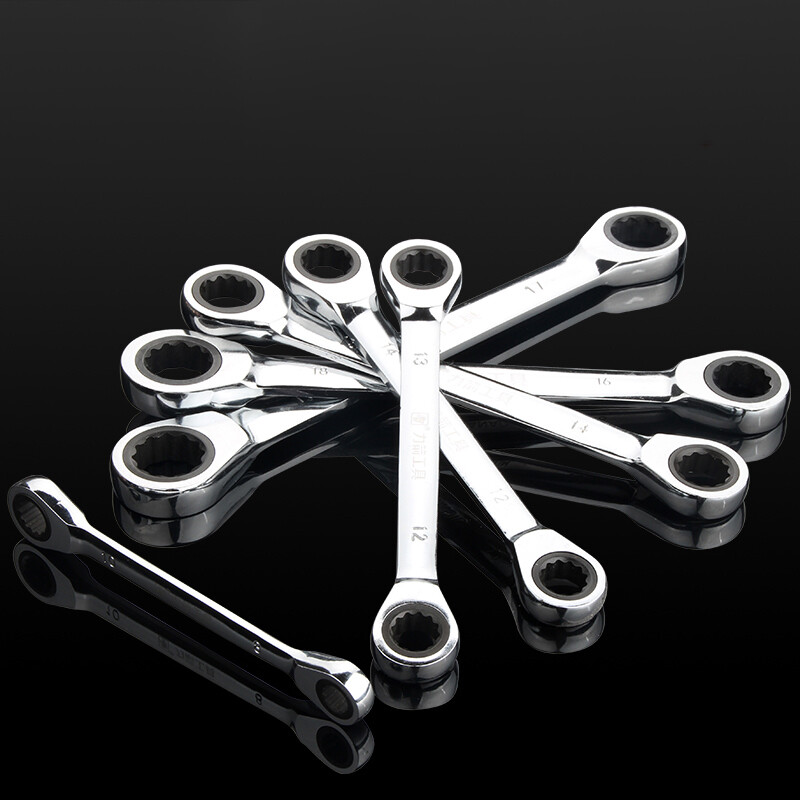 Double End Metric Offset Torque Wrench Set 6-27mm Ring Ratchet Spanner Hand Tool