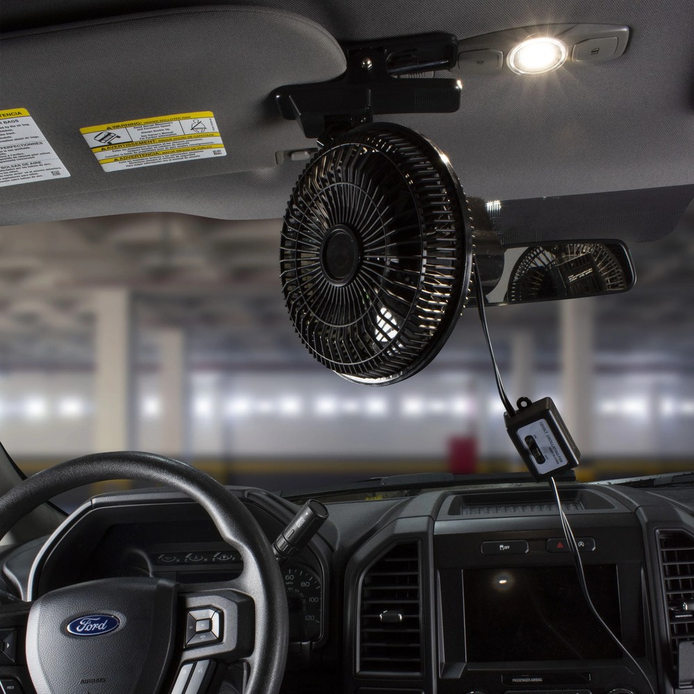 Black 12-Volt 6" Car Clip-on or Dash Mount Fan