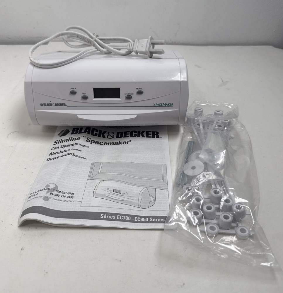 Black & Decker Slimline Spacemaker Can Opener Digital Clock Timer EC950 New