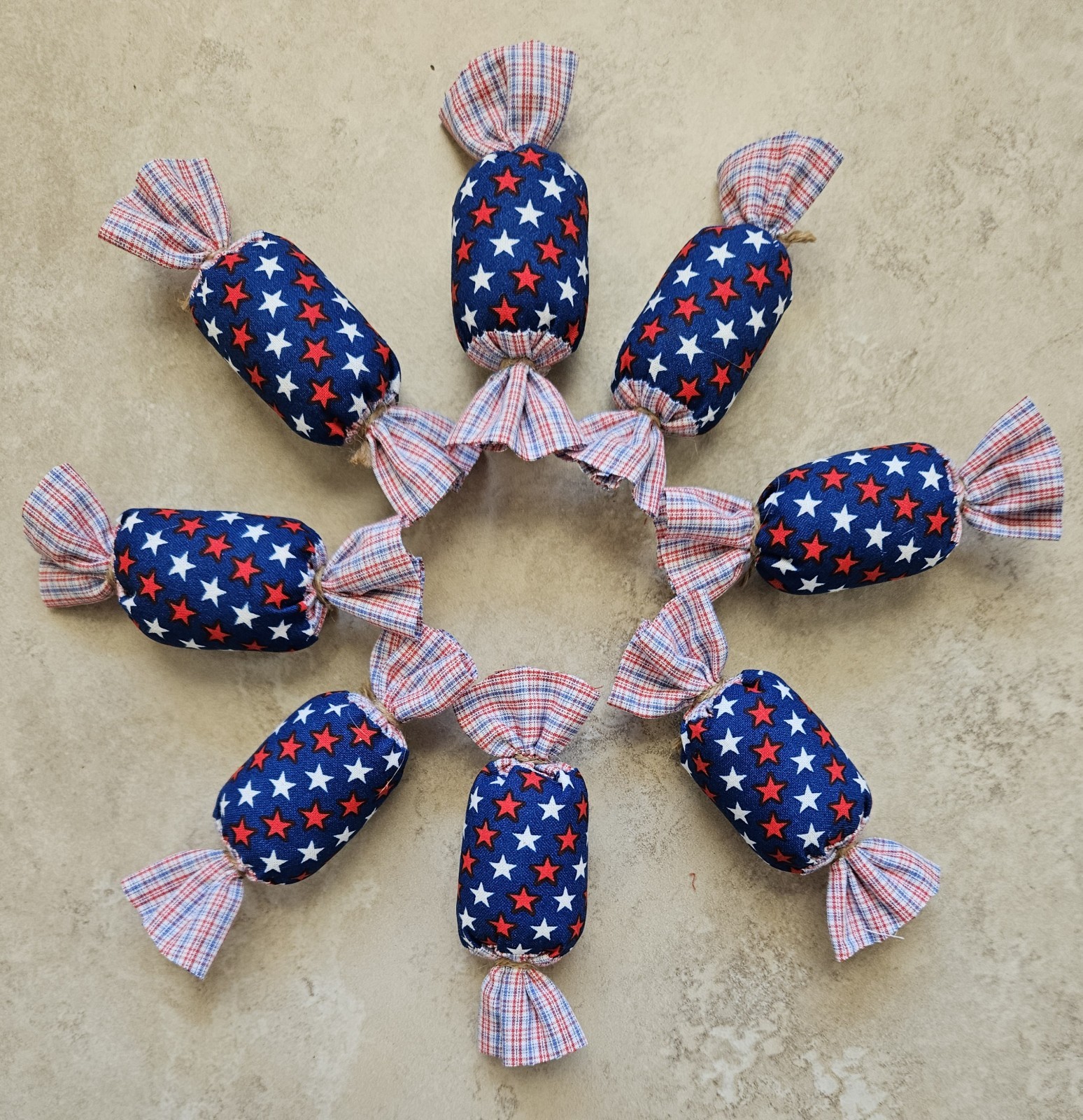 Bowl Filler Americana Patriotic Ornie Fabric 8 Pcs Candy Tier Tray Fabric Decor