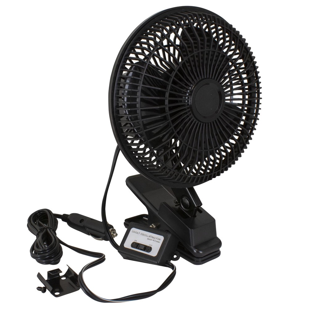Black 12-Volt 6" Car Clip-on or Dash Mount Fan
