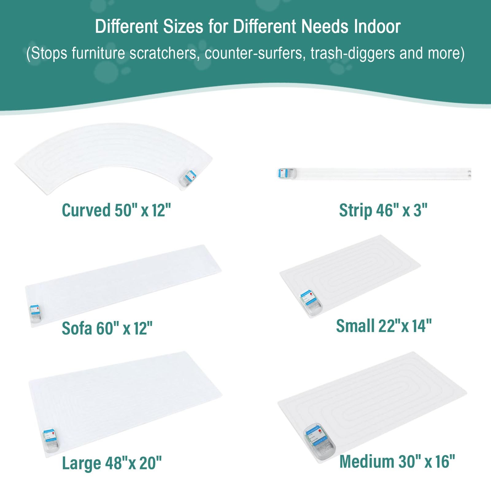 SEERWAY Scat Pet Shock Mat Indoor, Safe Training Pads for 60"x12" Sofa