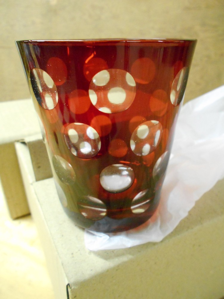 Set Of 6 Ruby Coin Spot Glasses